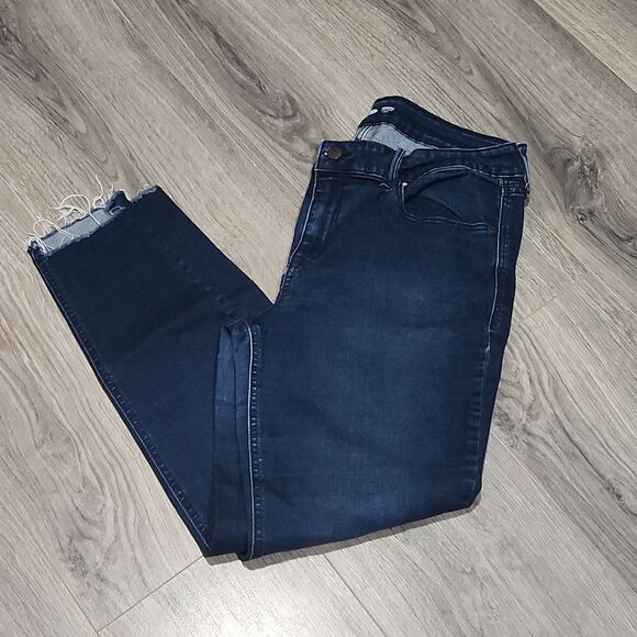 Old Navy Dark Blue Raw Hem Skinny High Waisted Jeans - Picture 1 of 6